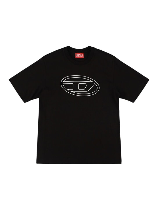 Diesel Kids: Cotton jersey t-shirt w/logo - Black - kids-boys_0 | Luisa Via Roma