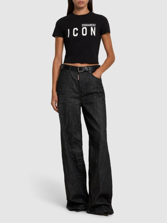 Dsquared2: Mittelhohe Jeans aus Denim „Traveller“ - Schwarz - women_1 | Luisa Via Roma