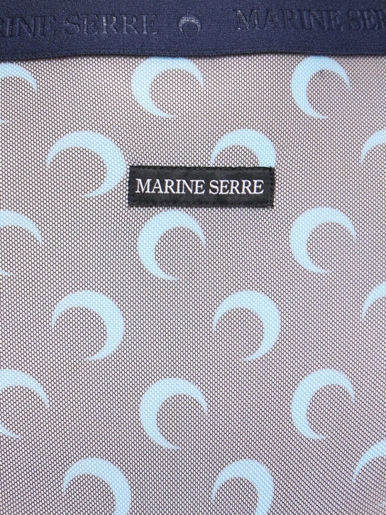 Marine Serre: Moon印花网眼长筒袜 - 海军蓝/多色 - women_1 | Luisa Via Roma