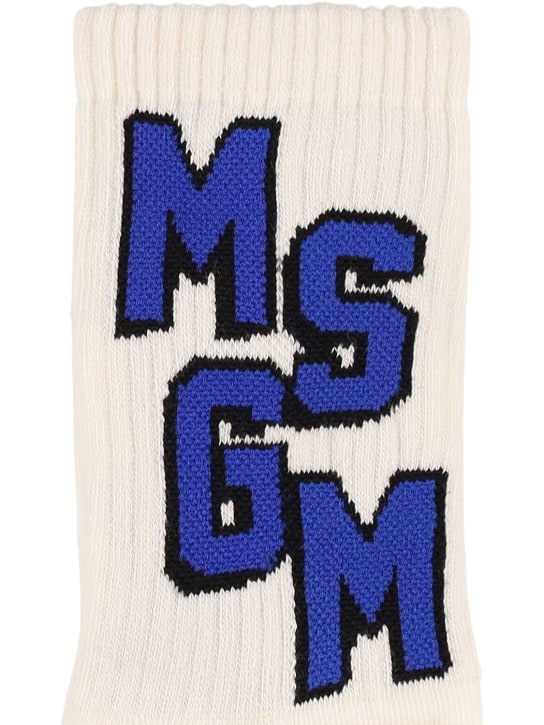 MSGM: Jacquard cotton socks - White - kids-boys_1 | Luisa Via Roma