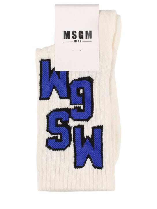 MSGM: Jacquard cotton socks - White - kids-boys_0 | Luisa Via Roma