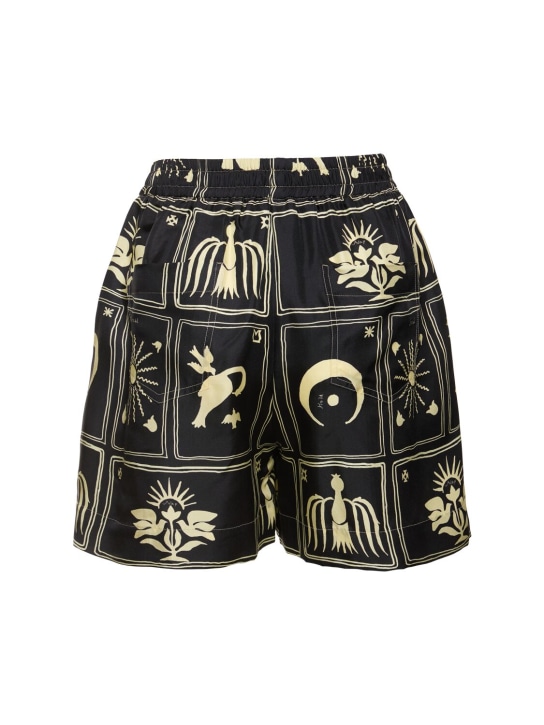 Nanushka: Exter printed silk twill shorts - Black/Multi - women_4 | Luisa Via Roma