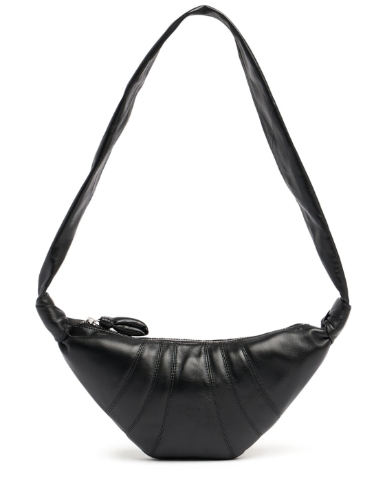 Lemaire: Small Croissant soft nappa shoulder bag - Black - women_0 | Luisa Via Roma