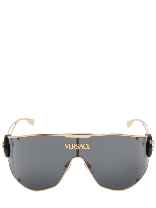 Versace: Metal mask sunglasses - Gold/Black - women_0 | Luisa Via Roma