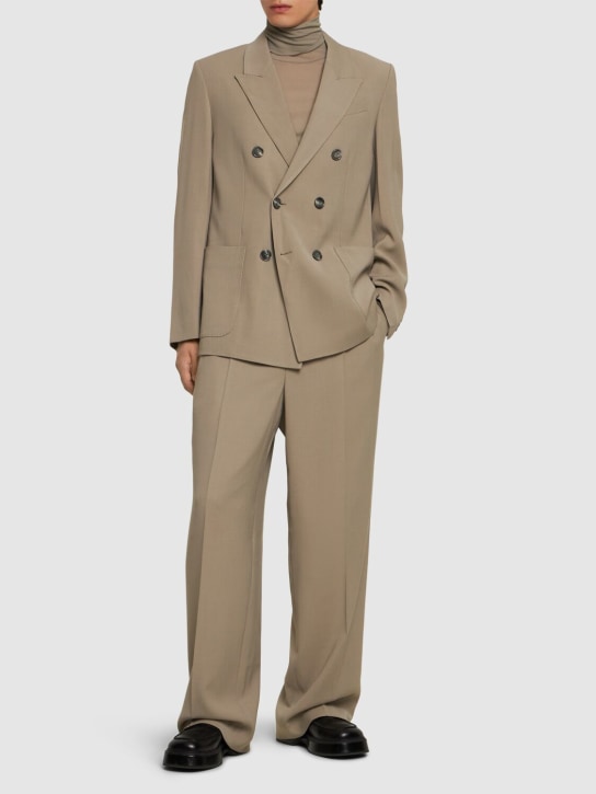 AMI Paris: Double breast wool twill blazer - Light Taupe - men_1 | Luisa Via Roma