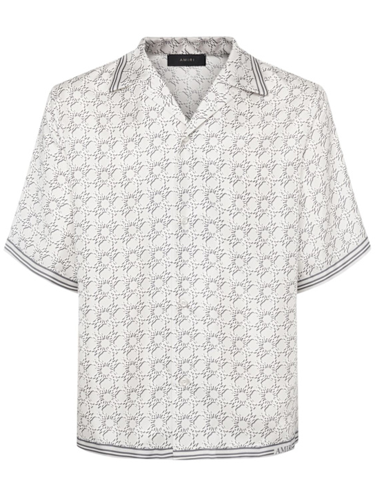Amiri: MA Quad silk bowling shirt - Asphalt - men_0 | Luisa Via Roma
