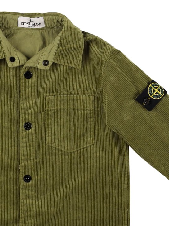 Stone Island Junior: Giacca in misto cotone millerighe - Verde Chiaro - kids-boys_1 | Luisa Via Roma