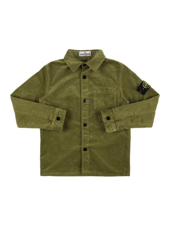 Stone Island Junior: Giacca in misto cotone millerighe - Verde Chiaro - kids-boys_0 | Luisa Via Roma