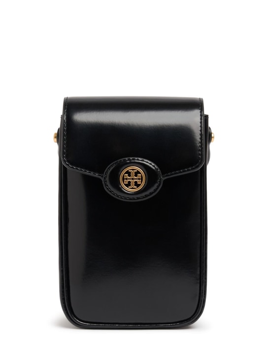 Tory Burch: Robinson brushed leather crossbody bag - Black - women_0 | Luisa Via Roma