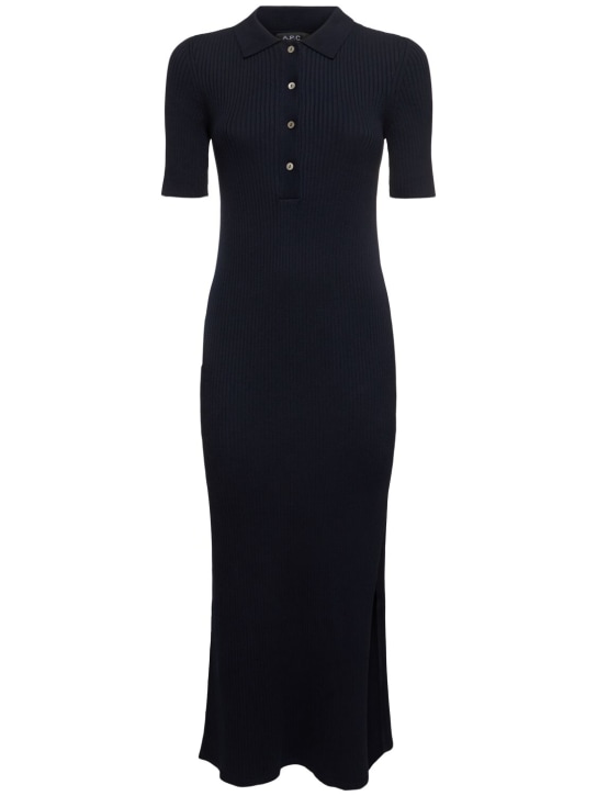 A.P.C.: Kleid aus Baumwolle "Teddy" - Dunkelblau - women_0 | Luisa Via Roma