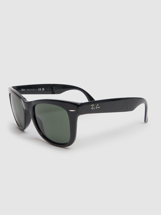 Ray-Ban: Folding matt Wayfarer经典太阳镜 - 黑色/绿色 - men_1 | Luisa Via Roma