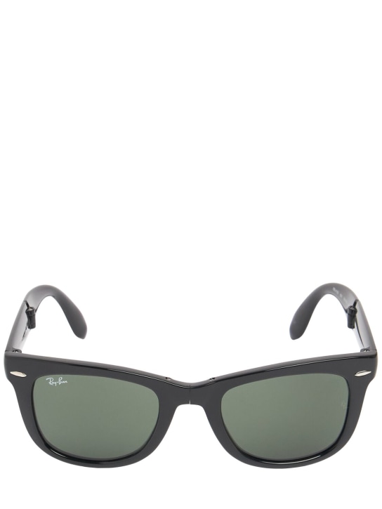 Ray-Ban: Folding matt Wayfarer经典太阳镜 - 黑色/绿色 - women_0 | Luisa Via Roma