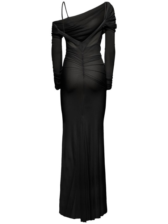 Christopher Esber: Draped silk tulle long dress - Black - women_4 | Luisa Via Roma
