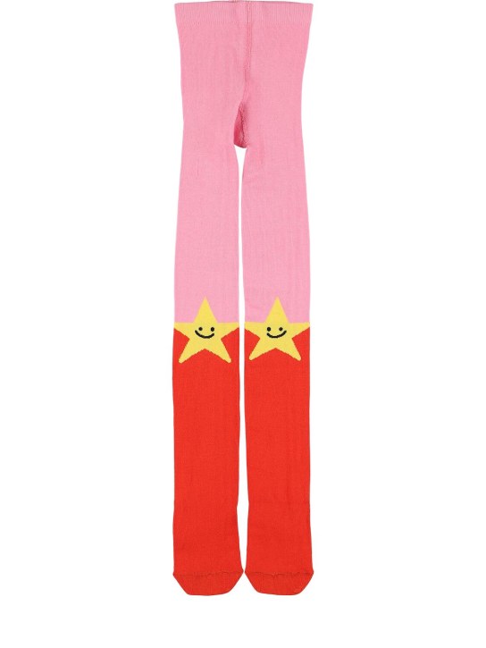 Stella McCartney Kids: Cotton blend knit tights - Pink/Red - kids-girls_0 | Luisa Via Roma