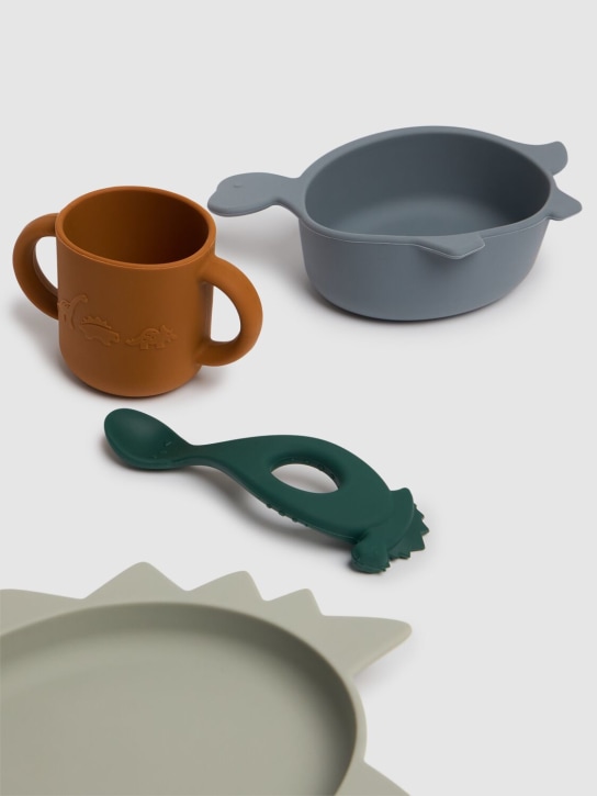 Liewood: Dino Vivi silicone tableware set - Multicolor - kids-boys_1 | Luisa Via Roma