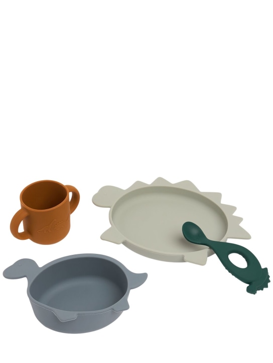 Liewood: Dino Vivi silicone tableware set - Multicolor - kids-girls_0 | Luisa Via Roma