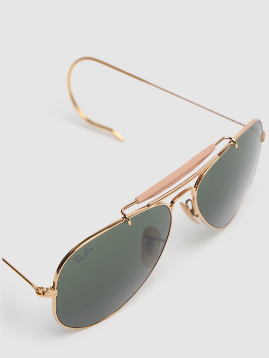 Ray-Ban: Outdoorsman metal sunglasses - Gold/Green - women_1 | Luisa Via Roma