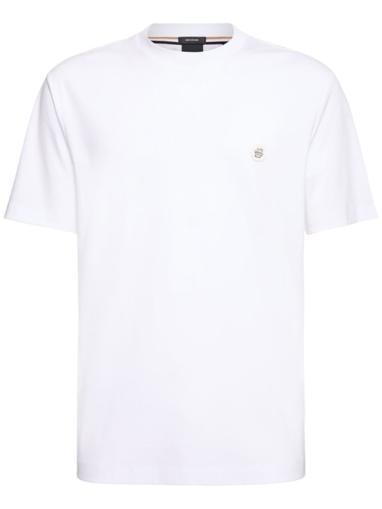 Boss: T-shirt Taut in cotone - Bianco - men_0 | Luisa Via Roma