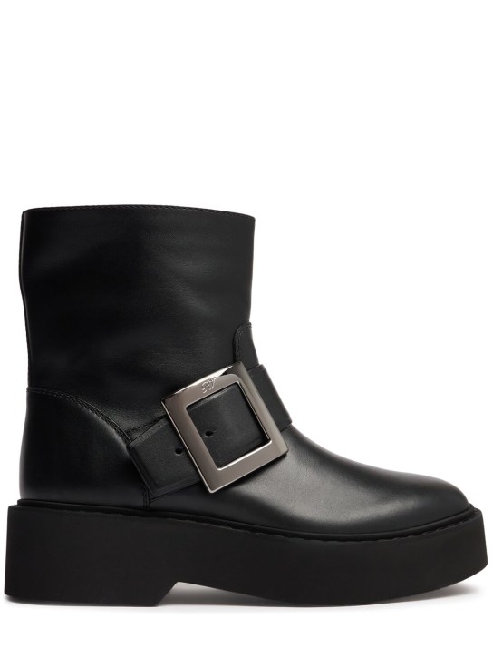Roger Vivier: 30mm Viv Rangers leather ankle boots - Black - women_0 | Luisa Via Roma