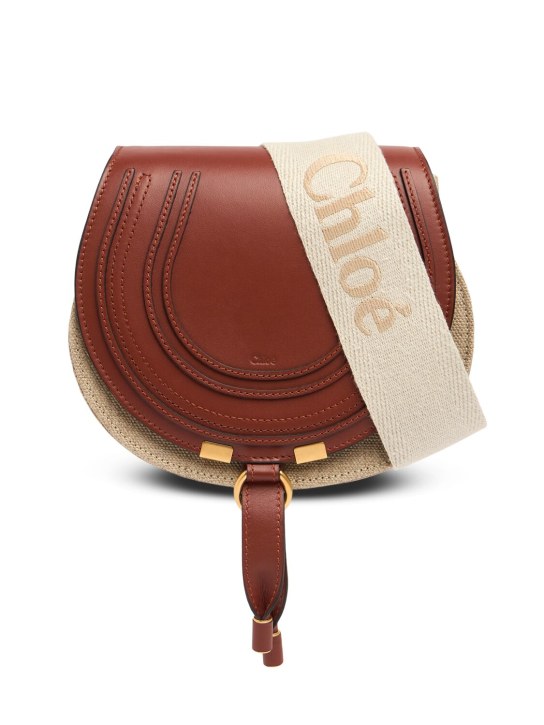 Chloé: Small Marcie linen & leather bag - Sepia Brown - women_0 | Luisa Via Roma