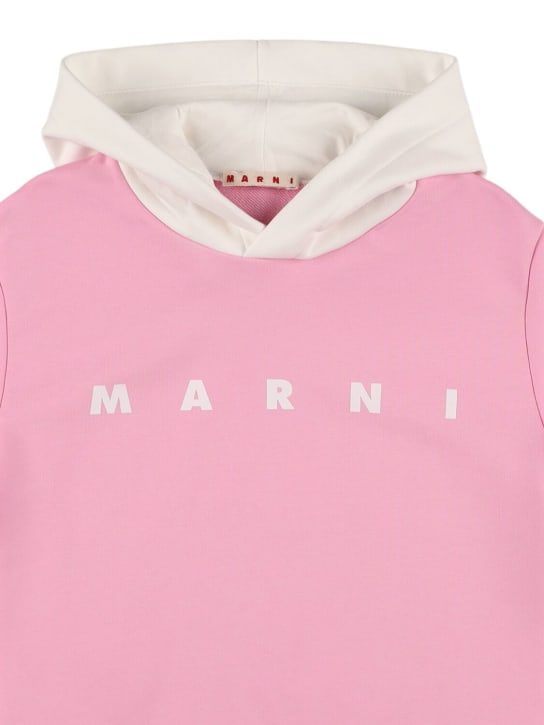 Marni Junior: Cotton hooded sweatshirt w/logo - Pink - kids-girls_1 | Luisa Via Roma