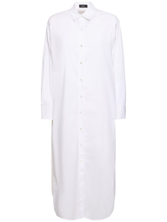 Theory: Robe chemise midi en popeline de coton mélangé - Blanc - women_0 | Luisa Via Roma