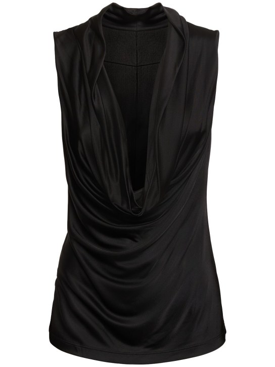 Helmut Lang: Draped viscose satin sleeveless top - Black - women_0 | Luisa Via Roma