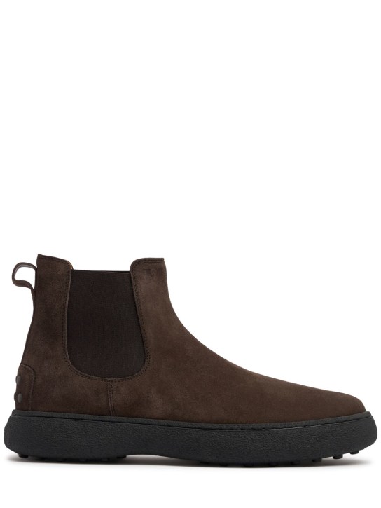 Tod's: Tronchetto suede boots - Brown - men_0 | Luisa Via Roma