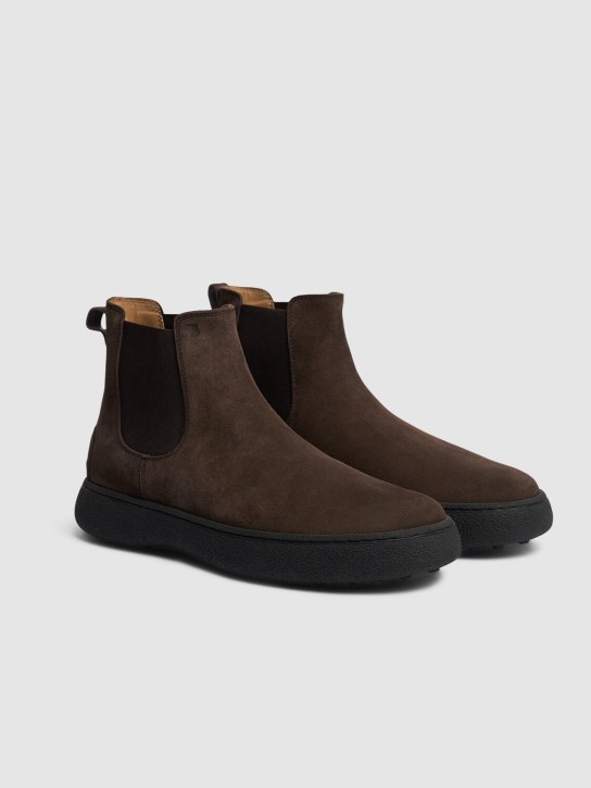 Tod's: Tronchetto suede boots - Brown - men_2 | Luisa Via Roma