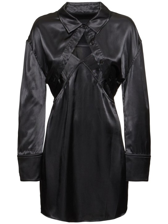 Alexander Wang: Vestido lencero de satén con bolero - Negro - women_0 | Luisa Via Roma