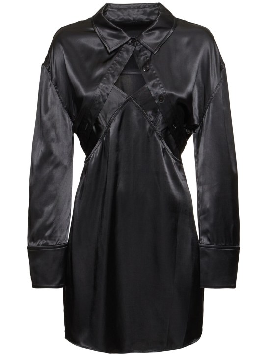 Alexander Wang: Slip-Kleid aus Viskosesatin mit Bolerojacke - Schwarz - women_0 | Luisa Via Roma