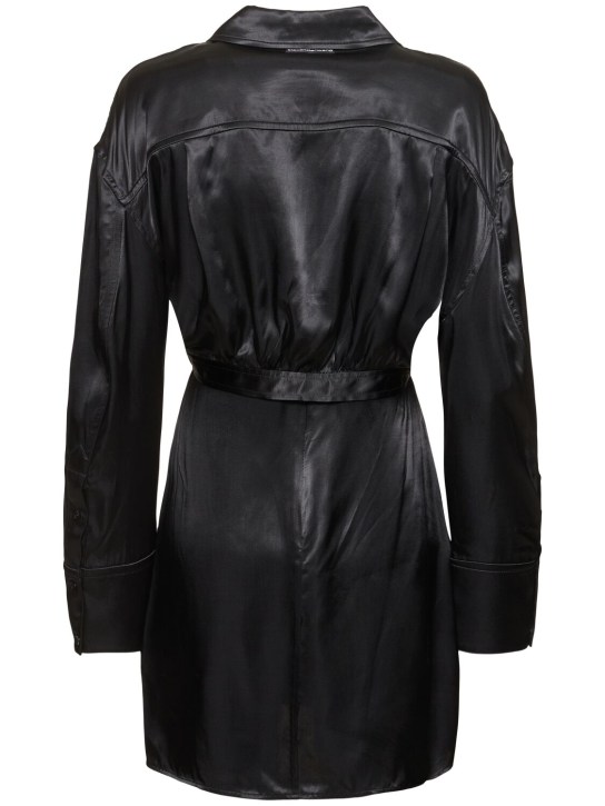 Alexander Wang: Vestito in raso di viscosa con giacca bolero - Nero - women_4 | Luisa Via Roma