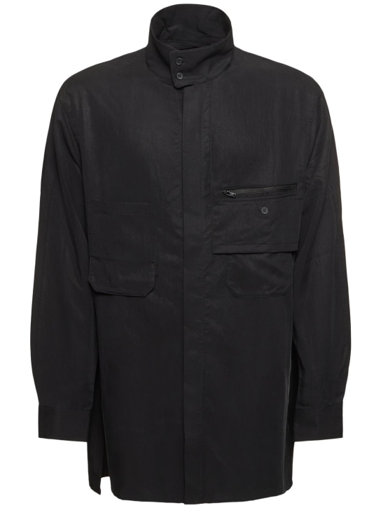 Y-3: Lyocell blend overshirt - Black - men_0 | Luisa Via Roma