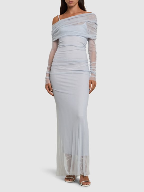 Christopher Esber: Robe longue en tulle de soie drapée - Lilas - women_1 | Luisa Via Roma