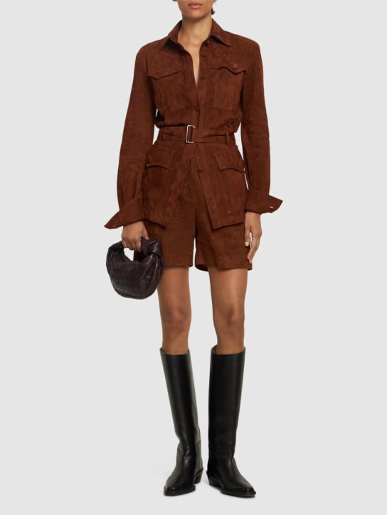 Ermanno Scervino: Belted suede shirt jacket - women_1 | Luisa Via Roma