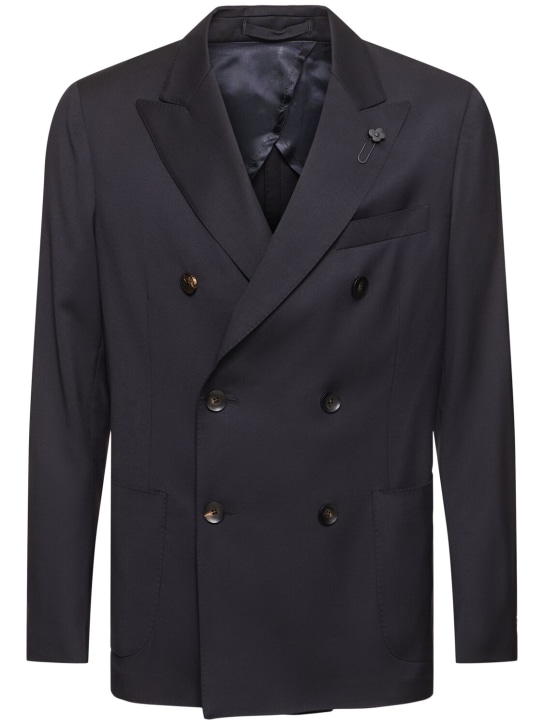 Lardini: Fine wool double breasted blazer - men_0 | Luisa Via Roma