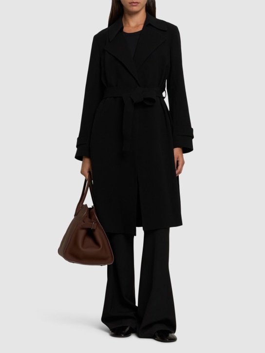 Theory: Oaklane self-tie midi trench coat - Black - women_1 | Luisa Via Roma