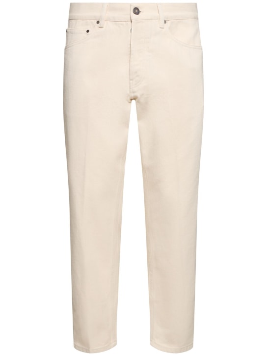 Lardini: Cotton denim jeans - Beige/White - men_0 | Luisa Via Roma