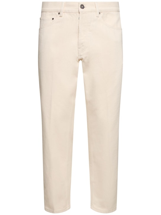 Lardini: Jeans in denim di cotone - Beige/Bianco - men_0 | Luisa Via Roma