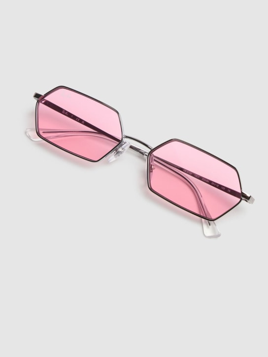 Ray-Ban: 3728 squared metal sunglasses - Silver/Pink - women_1 | Luisa Via Roma