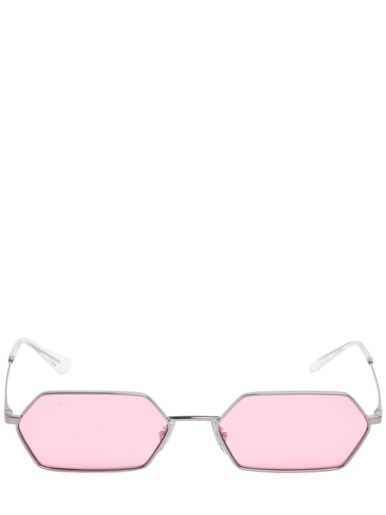 Ray-Ban: 3728 squared metal sunglasses - Silver/Pink - women_0 | Luisa Via Roma