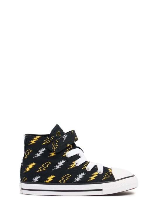 Converse: Cotton canvas lace-up sneakers - Black/Multi - kids-boys_0 | Luisa Via Roma