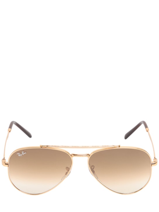 Ray-Ban: New aviator metal sunglasses - Gold/Brown - men_0 | Luisa Via Roma