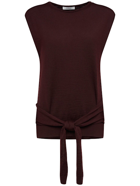 Lemaire: Merino blend trompe l'oeil top - Brown - women_0 | Luisa Via Roma