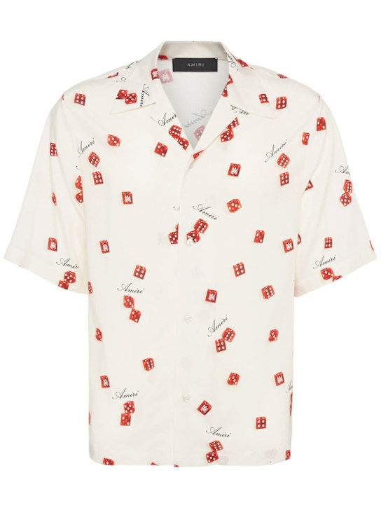 Amiri: Dice printed viscose bowling shirt - men_0 | Luisa Via Roma
