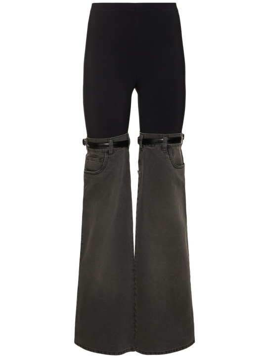 Coperni: Hybrid high rise pants - Gri/Siyah - women_0 | Luisa Via Roma