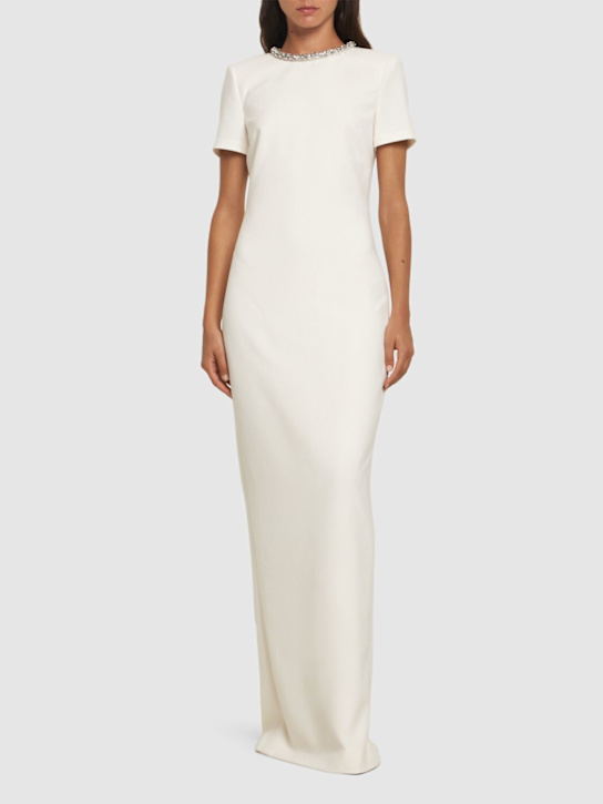 Roland Mouret: Short sleeve crepe long dress - White - women_1 | Luisa Via Roma