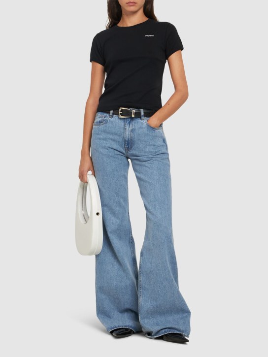 Coperni: Logo slim cotton jersey t-shirt - women_1 | Luisa Via Roma