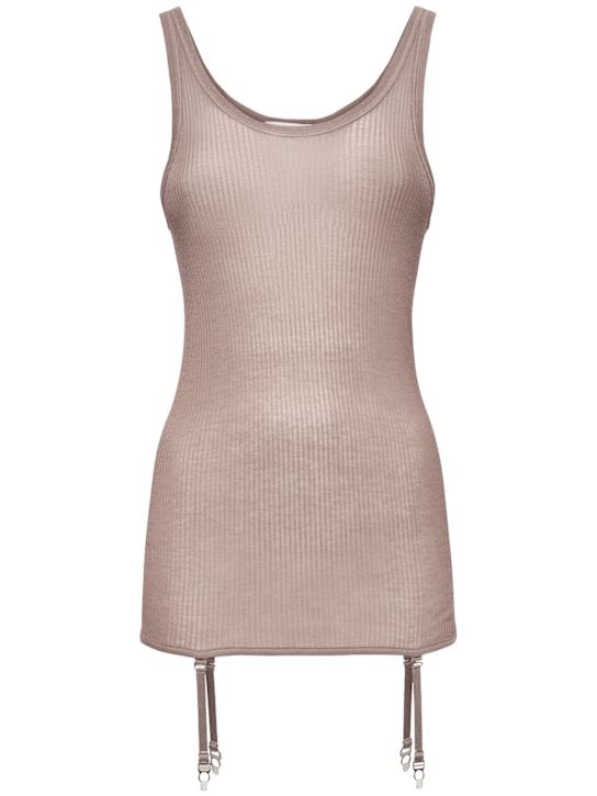 Lemaire: Viscose silk rib tank top w/suspenders - Lilac - women_0 | Luisa Via Roma