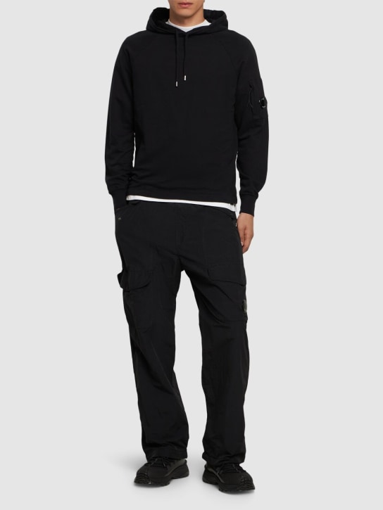 C.P. Company: Light fleece cotton hoodie - Black - men_1 | Luisa Via Roma
